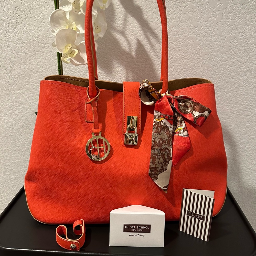 Henri Bendel Dark Orange Day Tote Bag Large